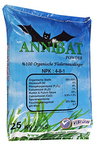 AnniBat Guano gödselmedel pulver flörtgödsel bio fladdermus gödsel 25 kg