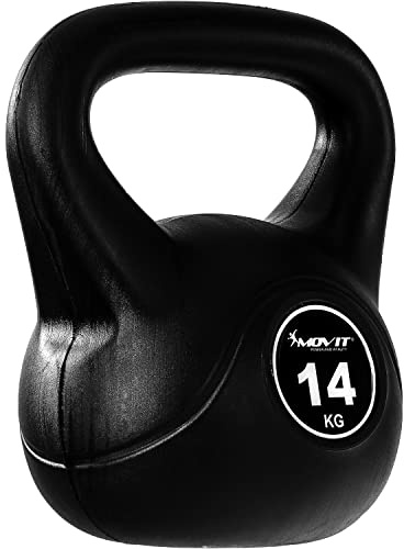 MOVIT® Kettlebell 1–20 kg, Kugelhantel mit bodenschonender Kunststoffhülle | Schadstoffgeprüft für Fitnessstudio und Zuhause; unterstützt funktionale Kraft, Explosivkraft, Stabilität und Kraftausdauer