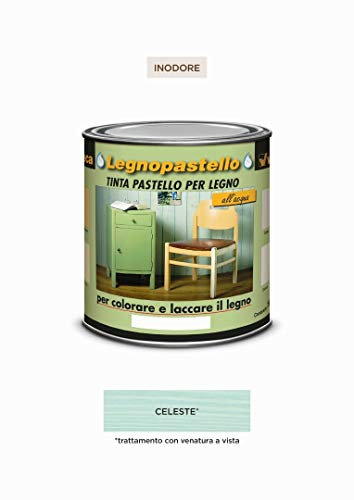 Veleca LEGNOPASTELLO Celeste - ml. 250 TINTA PASTELLO PER LEGNO INODORO ALL'ACQUA