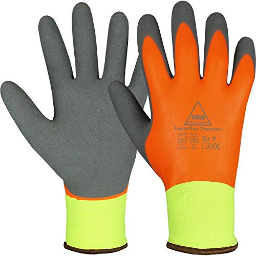 10 Paar Hase Safety Gloves Superflex Thermo+ Winter-Arbeitshandschuhe wasserdicht, Latex-Winterhandschuhe gefüttert Größe L (09)