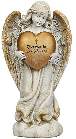 Roman 602099 Joseph Studio Memorial Heart Angel Statue, 12-inch Height, Resin