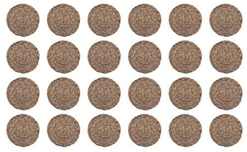 HERSIG - Pack 24 Salvamanteles Individuales | Manteles Individuales Redondos de Enea - 20 cm