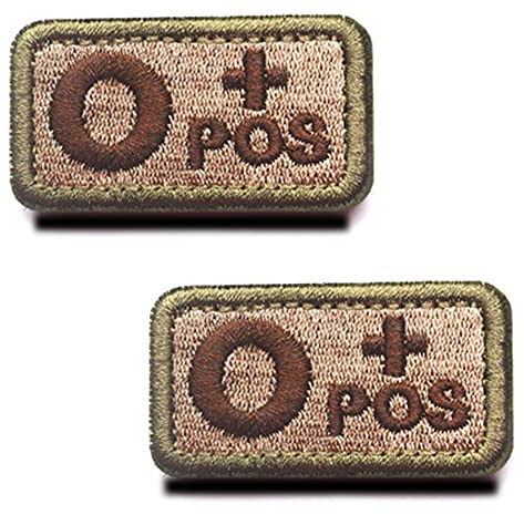 Zcketo 2 delar taktisk blodtyp O+ positiv lapp broderad krok och ögla militärmärke läkare första hjälpen påse emblem lapp för utomhus resor CS militär medicinsk hjälp