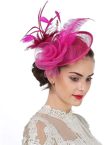 XINCHIA Blomma Fjäder Fascinator Hatt Slöja Nät Pannband Klämma Pillerlåda Bröllop Brud Hårklämma Huvudbonad Topp Hatt Race Ascot Cocktail Te Party Huvudbonader Bowler Hatt Bankett