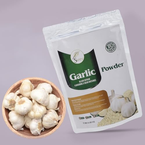 SVATV Poudre D'ail | Garlic Powder | Allium Sativum | Pour Aromatiser | Lors De La Préparation Des Chutneys | Ragoûts | Vinaigrettes | Saupoudrer De Poudre D'ail Comme Assaisonnement | 227g