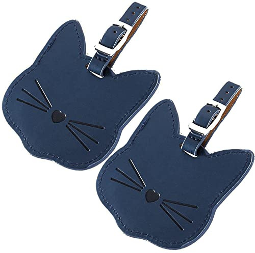 Gepäckanhänger Typ Der Katze, 2 Stück Kofferanhänger Mit Adressschild Gepäckanhänger Kofferanhänger Koffer Namensanhänger, Luggage Tag Koffer Beschriftung Namensschild Anhänger (Blau)
