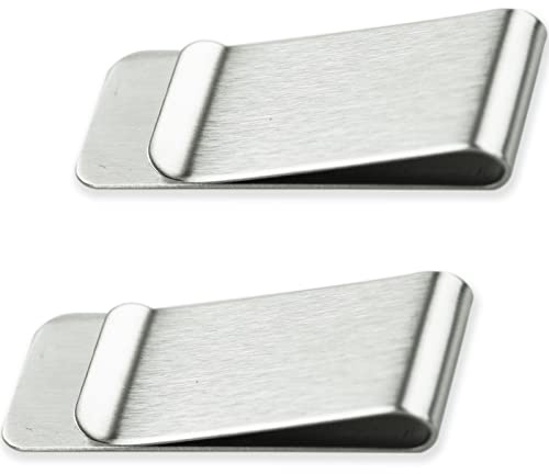 2 Stück Edelstahl Geldklammer Silber Slim Cash Wallet Kreditkartenetui für Damen und Herren, Silver