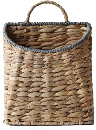 Gewebter Blumenampel Wasserhyazinthe hängender Wandkorb Weidengeflecht handgemachte Körbe für Garten Bauernhaus Haus (Papierseilmund)