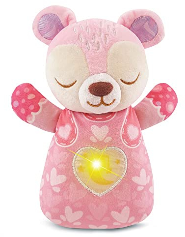 VTech - Mon Ourson Lumi Dodo Rose, Ours en Peluche Bébé, Veilleuse Musicale Nomade, Berceuses, Bruits Blancs et Sons de la Nature, Lavable en Machine, Cadeau de Naissance - Contenu en Français