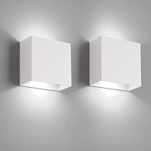 FUPE 2 Pezzi Applique da parete interno,LED Lampada da Parete interno,LED Moderno Up Down Applique da Parete 12W Bianco Caldo,Lampada da Parete Interni 1200LM per soggiorno,camera da letto,corridoio