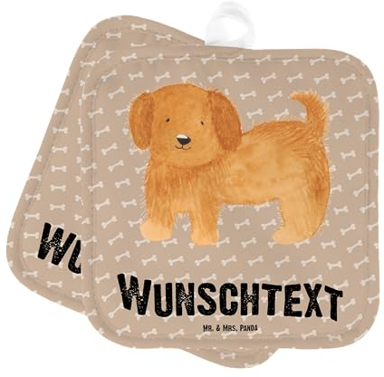 Mr. & Mrs. Panda Topflappen Bedrucken Hund Flauschig - Personalisierte Geschenke, Hundeliebe, Personalisiert, selbst gestalten, mit Namen, Hunde, Hundebesitzer, Topfhandschuhe, Witzig