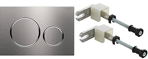 Geberit 115.882.SN.1 Sigma 20 Betätigungsplatte, Edelstahl poliert/gebürstet, Mehrfarbig & 111.815.00.1 Duofix Vorwandmontage-Bausatz, für Massiv- oder Ständerwand