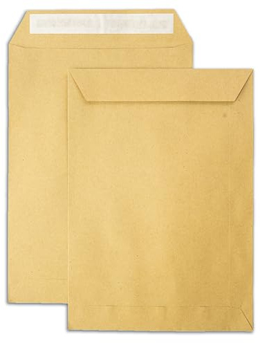100x Versandtaschen DIN C5 braun peal&seal Klebestreifen ohne Fenster 229x162mm 80g/m2 100 Stück