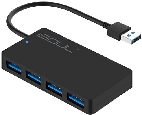 iSOUL USB Hub, 4-Port Ultra-Slim USB 3.0 Hub Portable High speed Expansion Multi USB Hub Splitter Lead Cable For PC Laptop, Desktop, PS3 PS4, Xbox, Wii, MAC, NoteBook, MacBook, NetBook