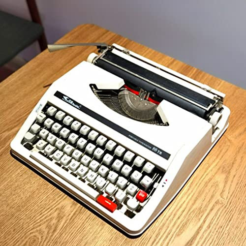 CYMYYDS Machine à écrire Manuelle Anglaise à L'ancienne, Machine à écrire De Traitement De Texte, Vintage, Portable Et Facile à Utiliser, Ruban Rouge Noir à Double Bobine