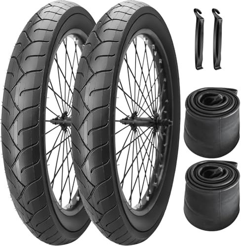 SIMEIQI 20 x 3.0 inch Fat Bike Tires or with 32mm Schrader Valve Bike Tubes Compatible with Urban Street Mountain Beach Bicycle Tire (2 Tires 2 Tubes)