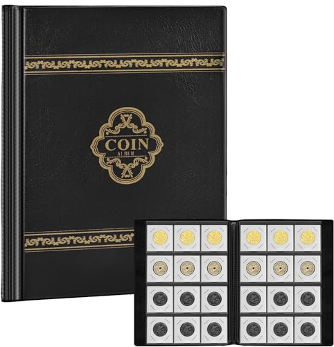 120 Pockets Coin Flip Holder Albums, 2x2 inches Coin Storage Books for Coin Cardboard Collection Holders, Collection Book Sleeves Supplies for Collectors- Deep Black(Coin Flips not Included)