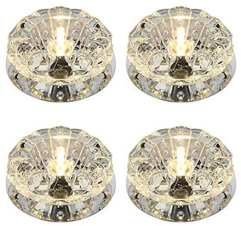 IUokLU Foco empotrable de Cristal LED, empotrable en el Techo, 3 W/5 W, iluminación empotrable LED, Borde Deflector, luz Diurna para Cocina, Sala de Estar, focos de Pasillo (3 W 6000 K)