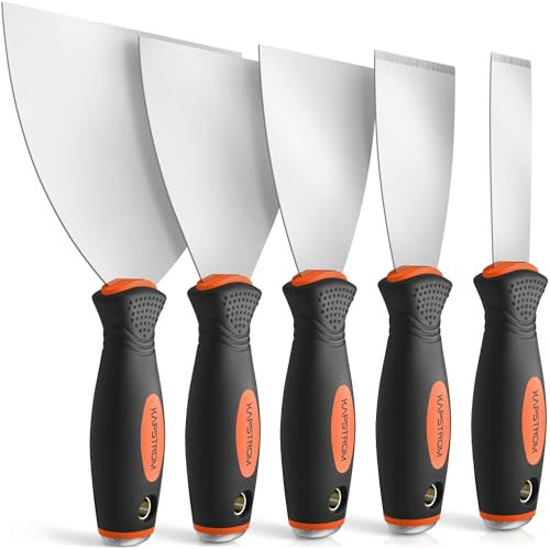 KapStrom 5-teiliges Schaber-Set, flexible und starre Schaber zum Verputzen und Spachteln von Trockenbauwänden, Spachtelmesser-Set zum Schaben und Veredeln von Tapeten