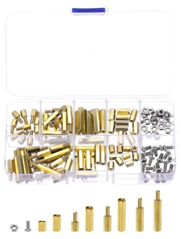 QUARKZMAN 120pcs M3 Hex Mâle-Femelle Laiton Entretoise Inox Acier Vis Écrou Assortiment Trousse, Laiton Espaceur Hex Colonne Vis Écrou Assortiment Trousse pour Framboise Pi