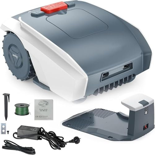 YLANMEI Robot tagliaerba per Prati Fino a 1500 m2 con Pendenza del 25%, Ultra Silenzioso, Controllato Tramite App Bluetooth, Facile da installare, funzioni di Sicurezza avanzate,B
