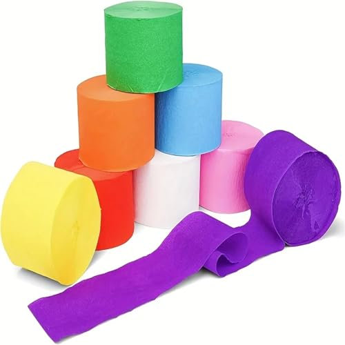 Krepppapier 8 Stück Krepppapier-Luftschlangen in Regenbogenfarben – Jede Rolle ist 25,9 m lang und 4,6 cm breit – wunderbare Dekoration for Partys
