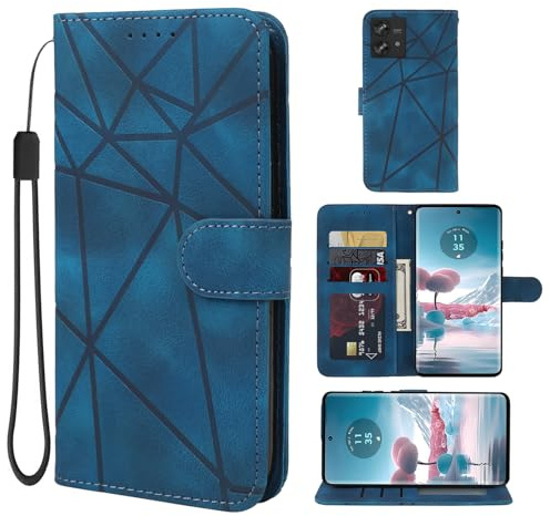 Wanyuexes Funda para Motorola Edge 40 Neo Capa, Moto Edge 40 Neo XT2307-1, Carcasa Billetera de Cuero PU, Ranura para Tarjeta para Motorola Edge 40 Neo 5G Azul