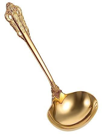 Ciieeo Louche à Soupe Acier Inoxydable Doré Grosse Cuillère De Service Ergonomique Antirouille Design Élégant Cuisine Restaurant Et Réception