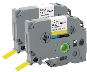 2x Cartridgeify Etiketten bänder compatibel mit Brother P-Touch Bänder TZ TZe-631 (12mm x 8m) Schwarz auf Gelb, für PTouch Beschriftungsgerät PT-D210 PT-D220 PT-D200 PT-H110 PT-D400 H100LB H100LB