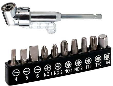 Trapano ad angolo retto - Strumento angolare con punta per cacciavite multifunzione, accessorio per trapano ad angolo retto, strumento elettrico, set di punte per cacciavite ad angolo di 105