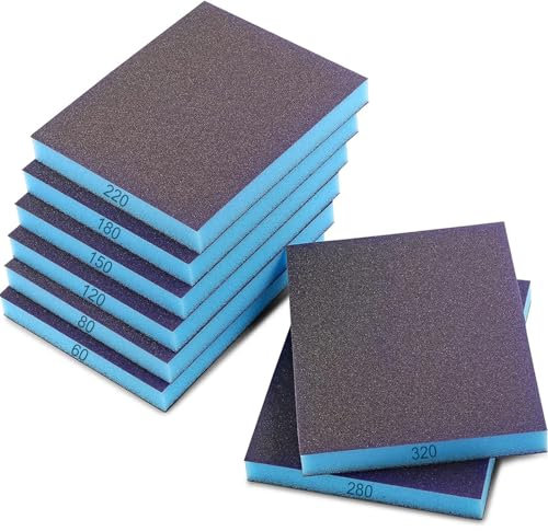 8 Schleifschwämme Set Mit Körnungen 60/80/120/150/180/220/280/320 - Schleifpapier, Schmirgelpapier für Holz
