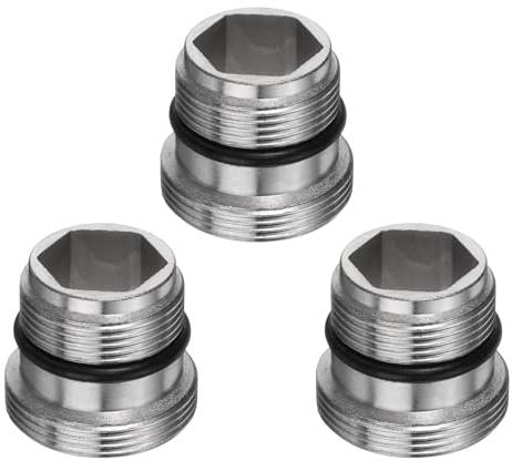 sourcing map Lot de 3 adaptateurs de robinet, mâle 1,9 cm vers mâle 2,2 cm, aérateur de robinet en acier inoxydable pour connecter un tuyau d'arrosage, un filtre à eau, un inverseur de tuyau standard