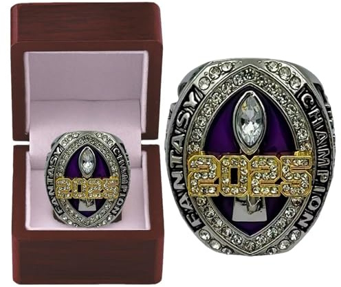 HYKJSHED 2025 Fantasy Football Ring Vatertag Sammlerstücke Meisterschaftsring Vitrine