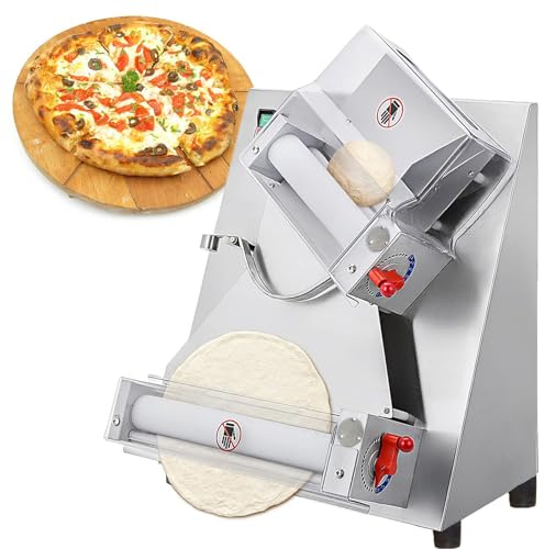 Dfdieratve Commercial Pizza Dough Roller Sheeter, Max 11, Automatic 370W Electric Pizza Dough Roller, Stainless Steel, Suitable for Noodle, Pizza Bread and Pasta Maker Equipment