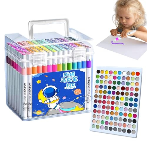 Genérico Rotuladores Acrílicos - Marcadores para Artistas | 120 Colores de Secado Rápido para Dibujo, Arte, Manualidades, Scrapbooking y Materiales Escolares para el Aula
