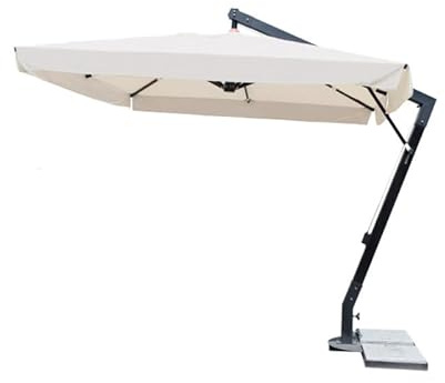 MONDO VIRO Ombrellone moderno ecru Decent con palo laterale in alluminio da giardino 3x4 mt