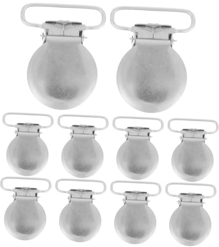 Toyvian 10 Stück Metall Babyclip Schnullerhalter Beißringclip 25mm Silber Rund für Babys Zubehör