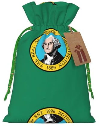 Bolsa reutilizable con cordón con estampado de la bandera de Washington, perfecta para cumpleaños, aniversarios y fiestas