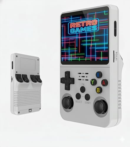 R36S Consola Retro portatil 2025, Compatible con hasta 20000 Juegos PSP, N64, NDS, SuperN, GameB, GBA, NeoG, PS1.Pantalla a Color de Calidad IPS, Miniconsola Arcade (Incluye Tarjeta)(Blanco)