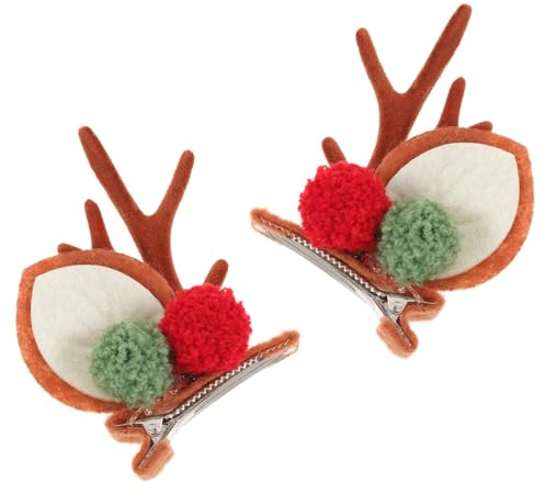 Hohopeti Rentiergeweih Haarspangen Geweih-haarnadeln für Mädchen Weihnachts-haarschmuck Elch-haarspangen Festliche Haaraccessoires