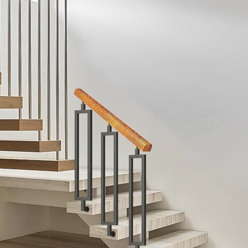 Balaustres de hierro forjado lisos balaustres decorativos metal kit postes barandilla de escalera negros, columnas de barandilla, husillos de hierro, husillo barandilla(Side mount,90cm(35.4in))