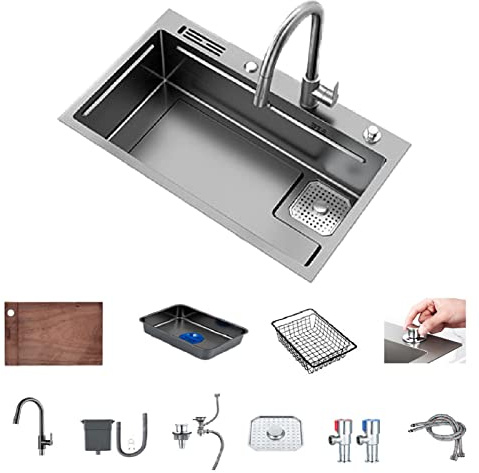 Siphon d'angle modulaire pour évier de cuisine – Barre de montage noire en acier inoxydable de calibre 16 – Résistante aux bosses et aux taches – Finition gris mat pour cuisines modernes