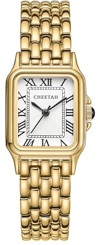 CHEETAH Armbanduhr Damen Uhr Bicolor: Edelstahl Gehäuse with Wasserdicht 30M - Stilvolle Zweifarbige Damenuhr Gold Silber Zifferblatt