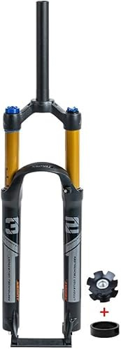 CuNtoHHH Mountainbike-Federgabel 26/27,5/29 Zoll, 1 1/8 Federweg, 120 mm Luftfederung, Scheibenbremsaufnahme, 9 x 100 mm Schnellspanner, manueller Lockout (Schwarz, 26 Zoll)