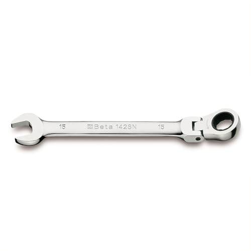 BETA 142SN 17 - Chiavi combinate a forchetta e poligonale diritte a cricchetto snodate cromate