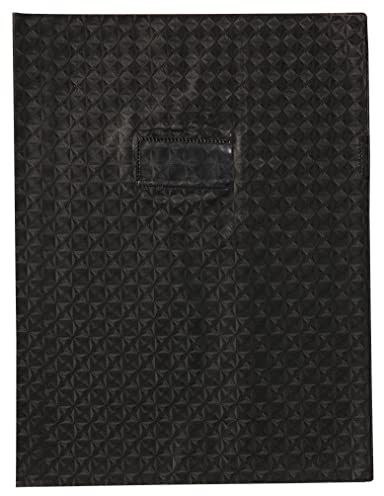 Calligraphe 72417C - Heftumschlag / Heftschoner / Hefthülle Calligraphe mit Feinkörnung & Diamantmotiven DIN A4+ 24x32 cm, Etikettenhalter aus PVC blickdicht und strapazierfähig, Schwarz, 1 Stück