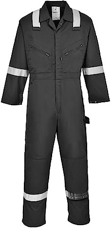 Portwest F813 Iona Polycotton Safety Work Coverall Black, Large