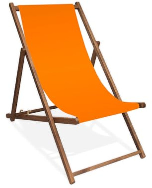 MultiBrands Liegestuhl, Holz, Orange ohne Armlehne mit dunkelbrauner Lasur, klappbar