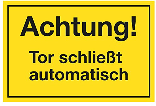 WANDKINGS Hinweisschild - Achtung! Tor schließt automatisch - stabile Aluminium Verbundplatte - Wähle eine Größe - 20x15 cm