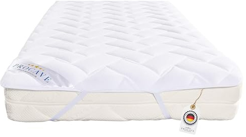 PROCAVE Matratzenauflage Frottee versteppt, Matratzenschoner mit 4-Eckgummis, Matratzen-Spannauflage 100% aus Deutschland, Matratzenschutz in 160x220 cm